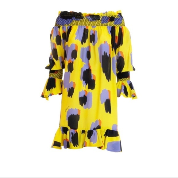 Just Cavalli Dresses & Skirts - Just Cavalli yellow off shoulder dress 40 - sz 4